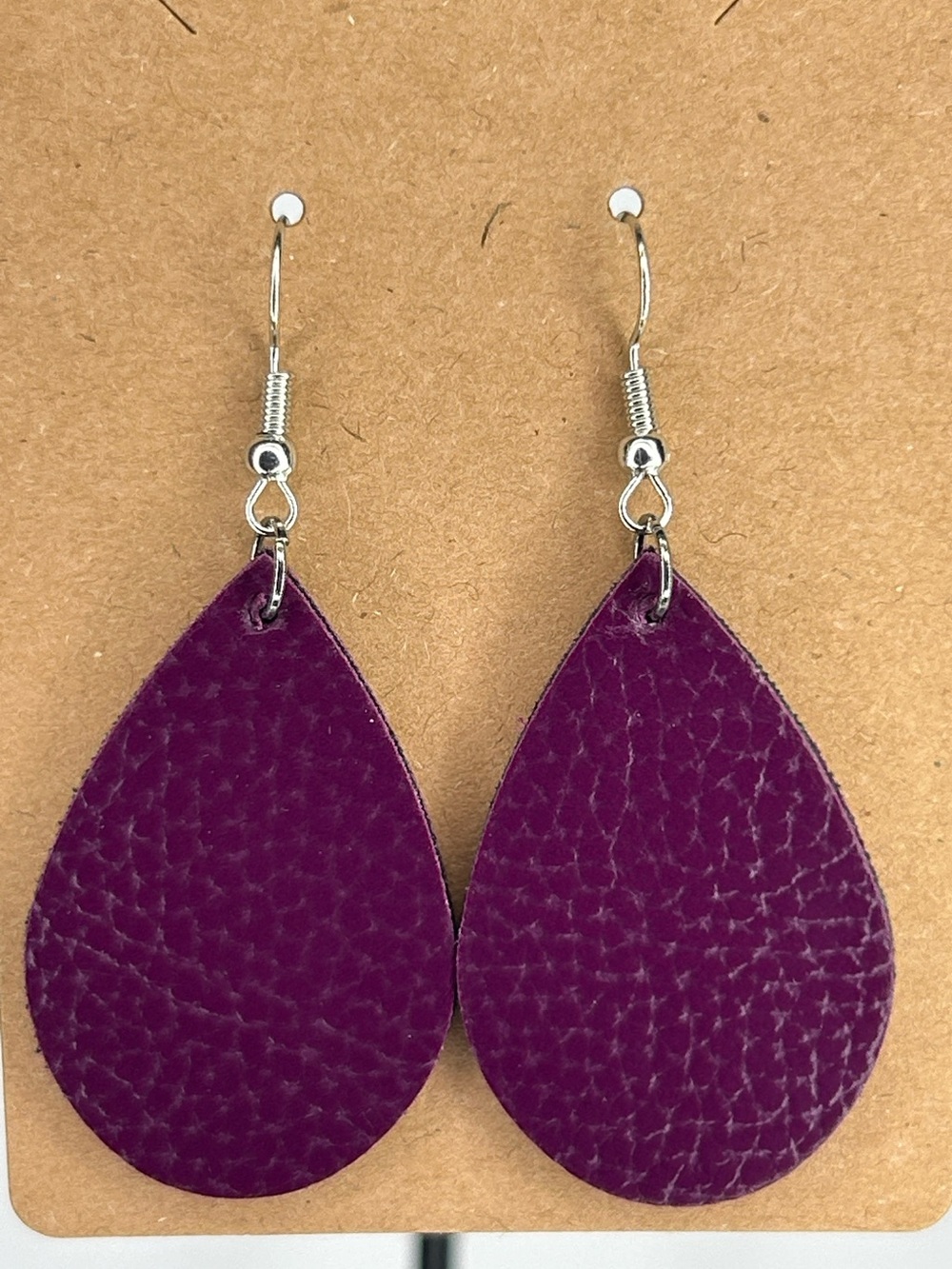 Mini Purple Teardrop Leather Earrings Stylish Fall Fashion Jewelry
